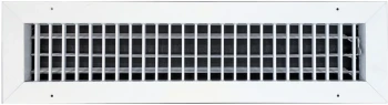AirGuide VML-ME 20x04 Single Deflection Sidewall Register WHITE front view with damper open