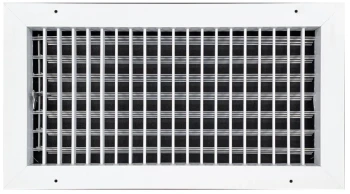 AirGuide VML-ME 16x08 Single Deflection Sidewall Register WHITE Front View with damper open