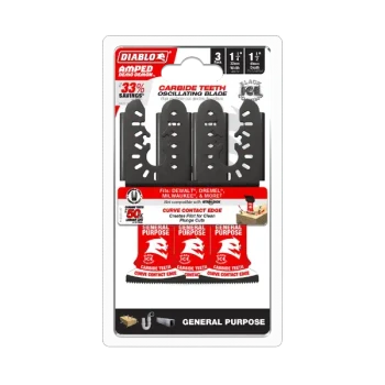 Diablo Tools Diablo DOU125CGP3 1-1/4 in. Universal Fit Carbide Oscillating Blades for  General Purpose Cuts (3-Pack)
