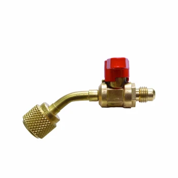 Uniweld Products 92885 1/4" Ball Valve Adapter, Vacuum RATED To 20 Microns, 1/4" M.F. x 450 BEND 1/4" F.F.