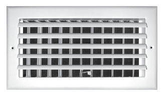 Truaire A301HM 14x10 1-Way ADJ Alum Curved Blade Ceiling Register Front View Blades Open view