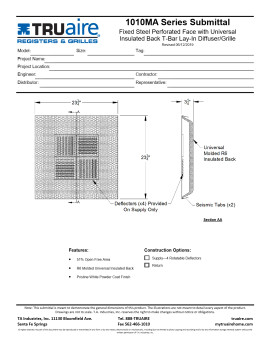 Truaire 24x24 1010MAR T-Bar Perforated Face R6 Molded Fiberglass BACK Return