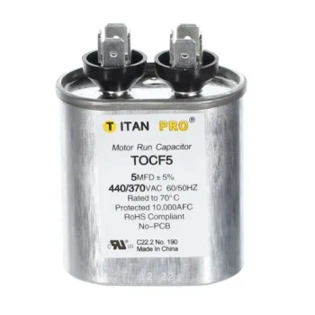 Titan PRO TOCF5 5 Mfd 440/370V Oval Capacitor front