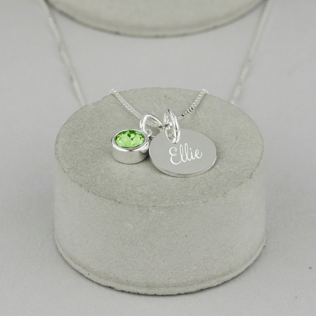 Custom Engraved Sterling Silver Family Birthstone Washer Necklace - Clothed  with Truth