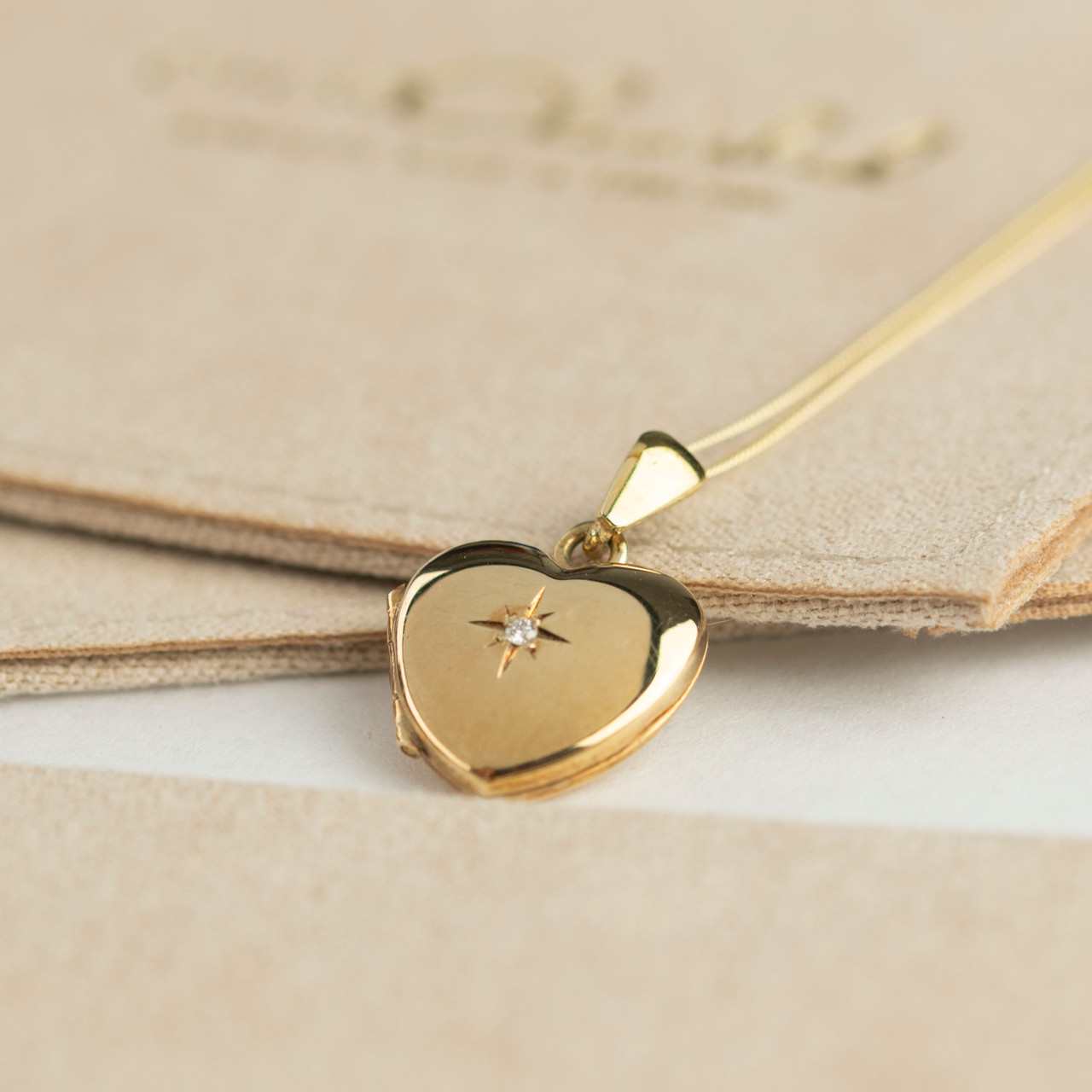 Gold Heart Diamond Locket Necklace