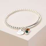 Mothers children's Silver Birthstone Charm Bracelet