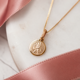 Tiny 9ct Solid Gold St Christopher Necklace with Personalisation