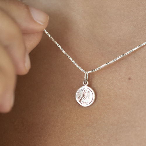 Sterling Tiny St Christopher Necklace