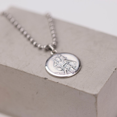 Sterling Silver  St Christopher Necklace