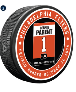 Philadelphia Flyers Bernie Parent Banner Puck