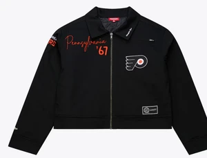 Women's Philadelphia Flyers Black Mechanic Cropped Full-Zip Jacket