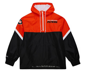 Mitchell and Ness Philadelphia Flyers Mens Orange Tie Breaker Pullover Jackets