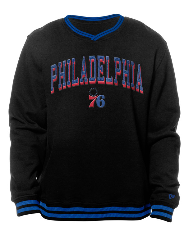 Philadelphia 76ers Black Arched Wordmark Crew