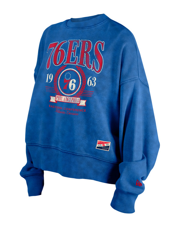 Philadelphia 76ers Women's Blue Washed Crew