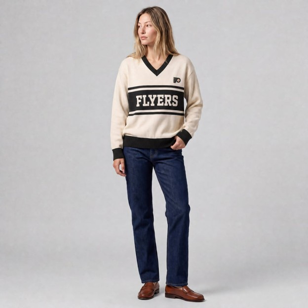 Philadelphia Flyers Womens Retro V-Neck Sweater