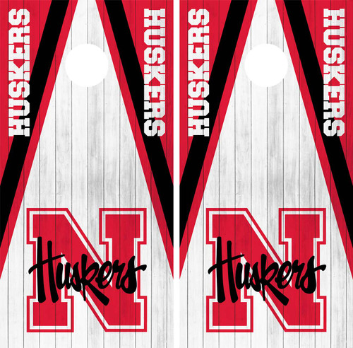 Natural Wood Grain Nebraska Cornhuskers  Cornhole Wraps Skins Vinyls Decals Stickers