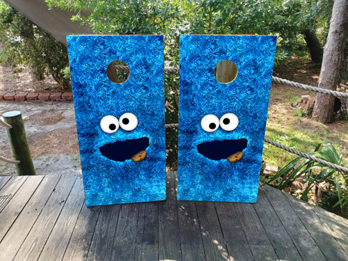 Cookie Monster Cornhole Wraps, Decals, Stickers, Vinyl