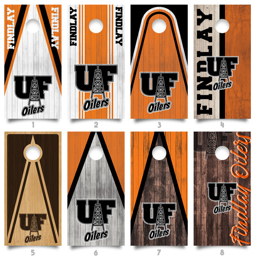 University of Findlay Oilers Cornhole Wraps / Skins  - All Designs