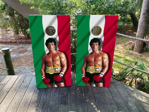 Rocky and Italian Flag Cornhole Wraps