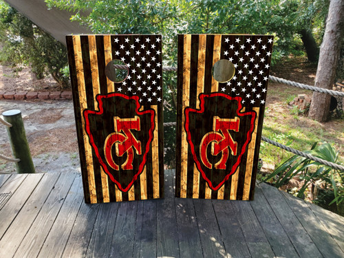 Natural Wood Grain Kansas City Chiefs,  Cornhole Wraps Skins Vinyls Decals Stickers