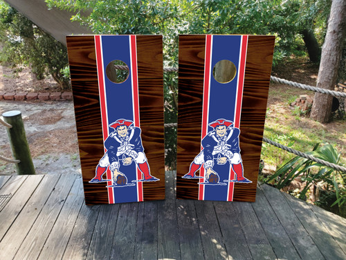 New England Patriots logo on Cornhole Wrap / Skins / Decals / Stickers