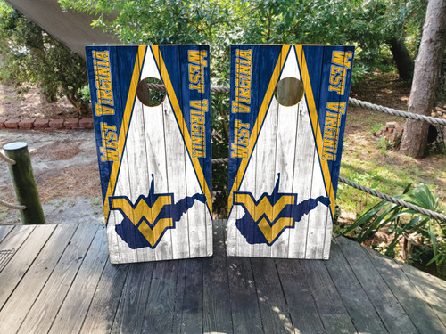 WV, West Virginia Mountaineers Cornhole Wraps / Stickers / Decals / Vinyl