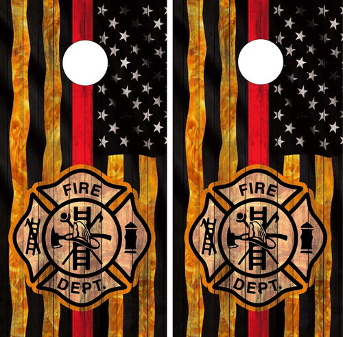 Thin Red Line, Firefighter Cornhole Wraps