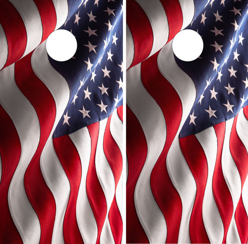 Waving American Flag Cornhole Wraps, Skins, Vinyl, Decals