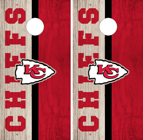 Natural Wood Grain Kansas City Chiefs,  Cornhole Wraps Skins Vinyls Decals Stickers