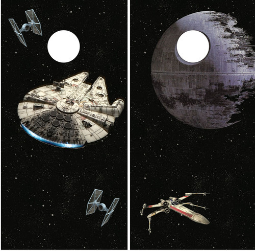 Millennium Falcon and Death Star,  Star Wars Cornhole Wraps