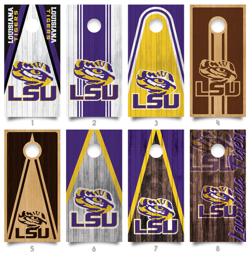 Louisiana State University (LSU) Tigers Cornhole Wraps / Skins  - All Designs