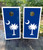Navy South Carolina Flag Cornhole Boards and Wraps with crescent moon and palm tree with white border