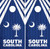 Navy South Carolina Flag Cornhole Boards and Wraps with crescent moon and palm tree with white border. Rustic