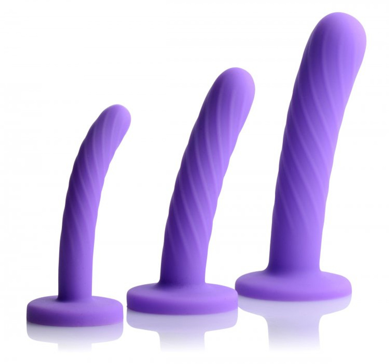 Strap U Tri Play 3 Pc Silicone Dildo Set Purple