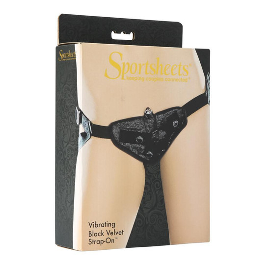 Black Velvet Harness with Mini Vibrator pegging toy box