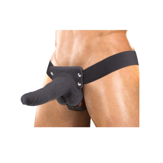 Erection Assistant Hollow 6 inch Vibrating Strap-on  black