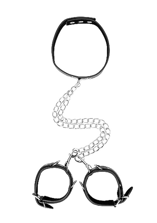 Bonded Leather Collar With Hand Cuffs