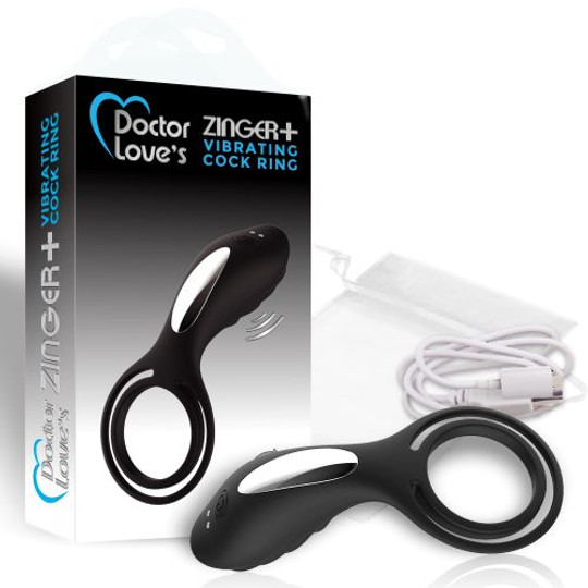 Doctor Love Zinger+ Vibrating Rechargeable Cock Ring Black