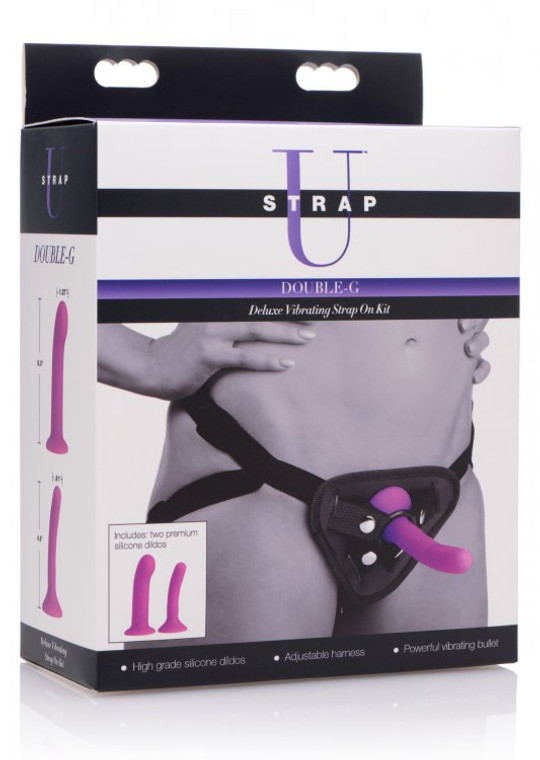 Double-G Deluxe Vibrating Silicone Strap On Kit Box