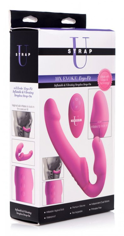 Strap U 10x Evoke Ergo-fit Inflatable & Vibrating Strapless Strap-on box