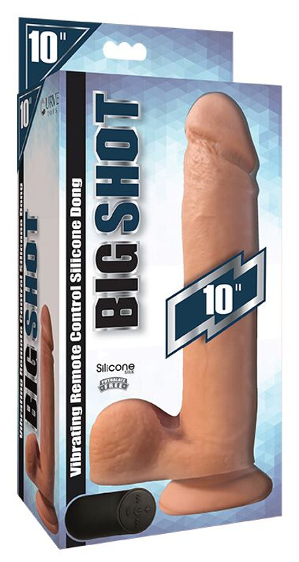 Big Shot Vibrating Remote Control Silicone Dong W/ Balls Vanilla