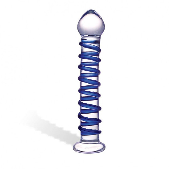 Glas Blue Spiral Glass Dildo