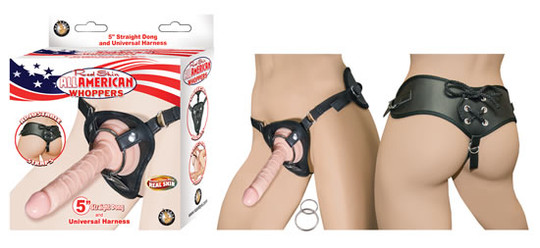 All American Whoppers 5" Straight Dong & Universal Harness