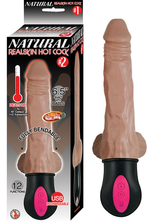 Natural Realskin Hot Cock #2 Brown Vibrating Dildo