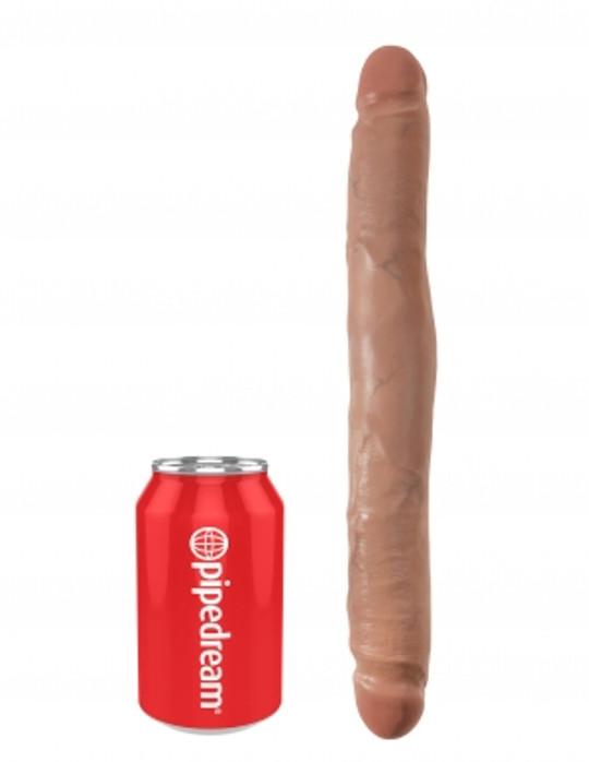 King Cock 12 In Slim Double Dildo Tan