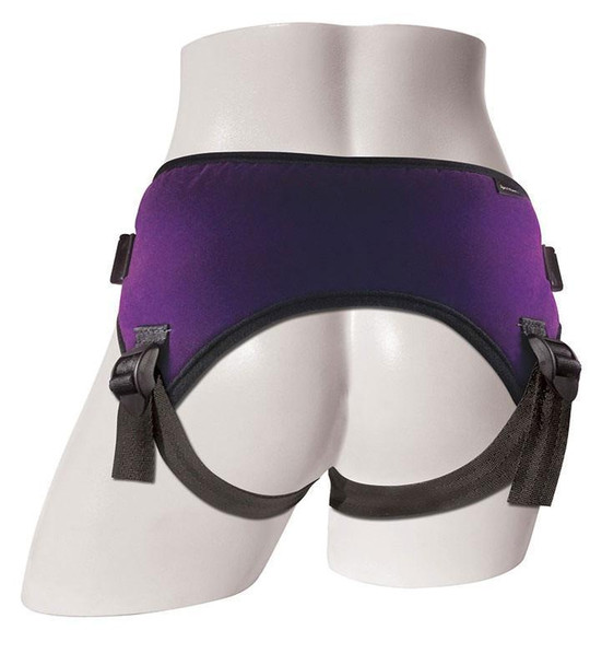 Purple Lush Strap On Harness back view