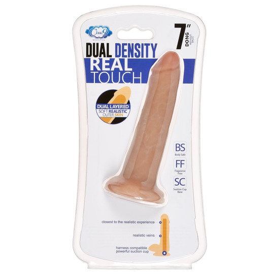 Dual Density Dildo with No Balls (7 inch) tan package