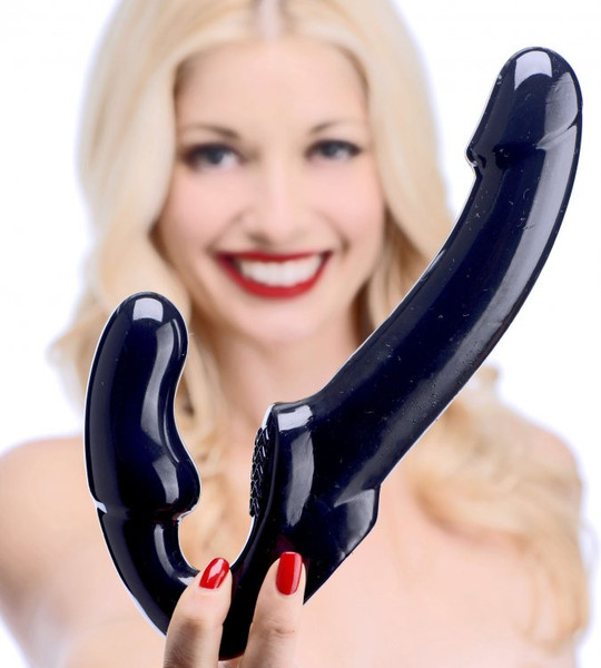 Strap U Revolver Strapless Strap On Black Dildo | SpicyGear.com