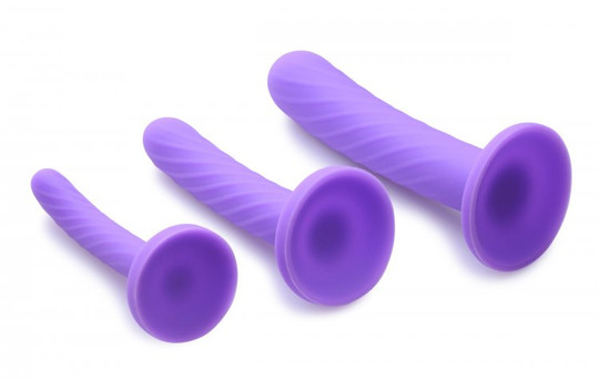 Strap U Tri Play 3 Pc Silicone Dildo Set Purple | SpicyGear.com