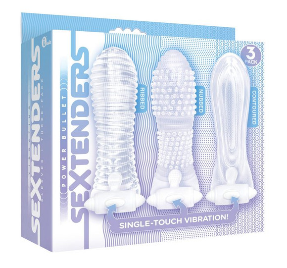 The 9's Vibrating Sextenders 3 Pack Nubbed Contoured Ribbed